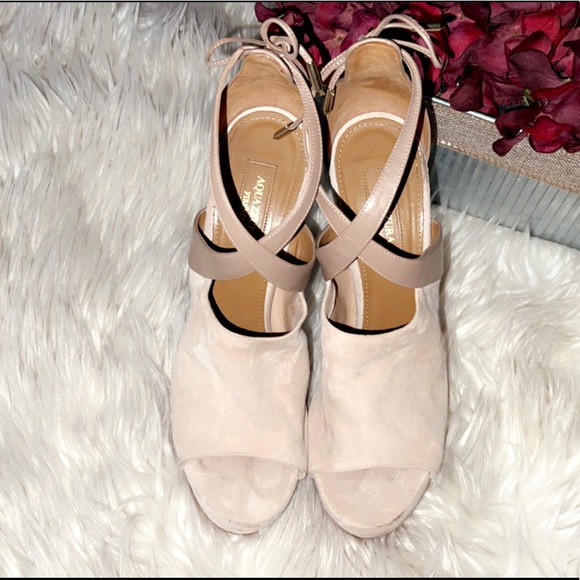 AQUAZZURA Nude Suede Platform Heel - Picture 6 of 11